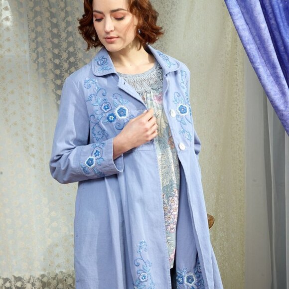 April Cornell Favorite Cotton Embroidered Jacket in Periwinkle Blue - Picture 2 of 14